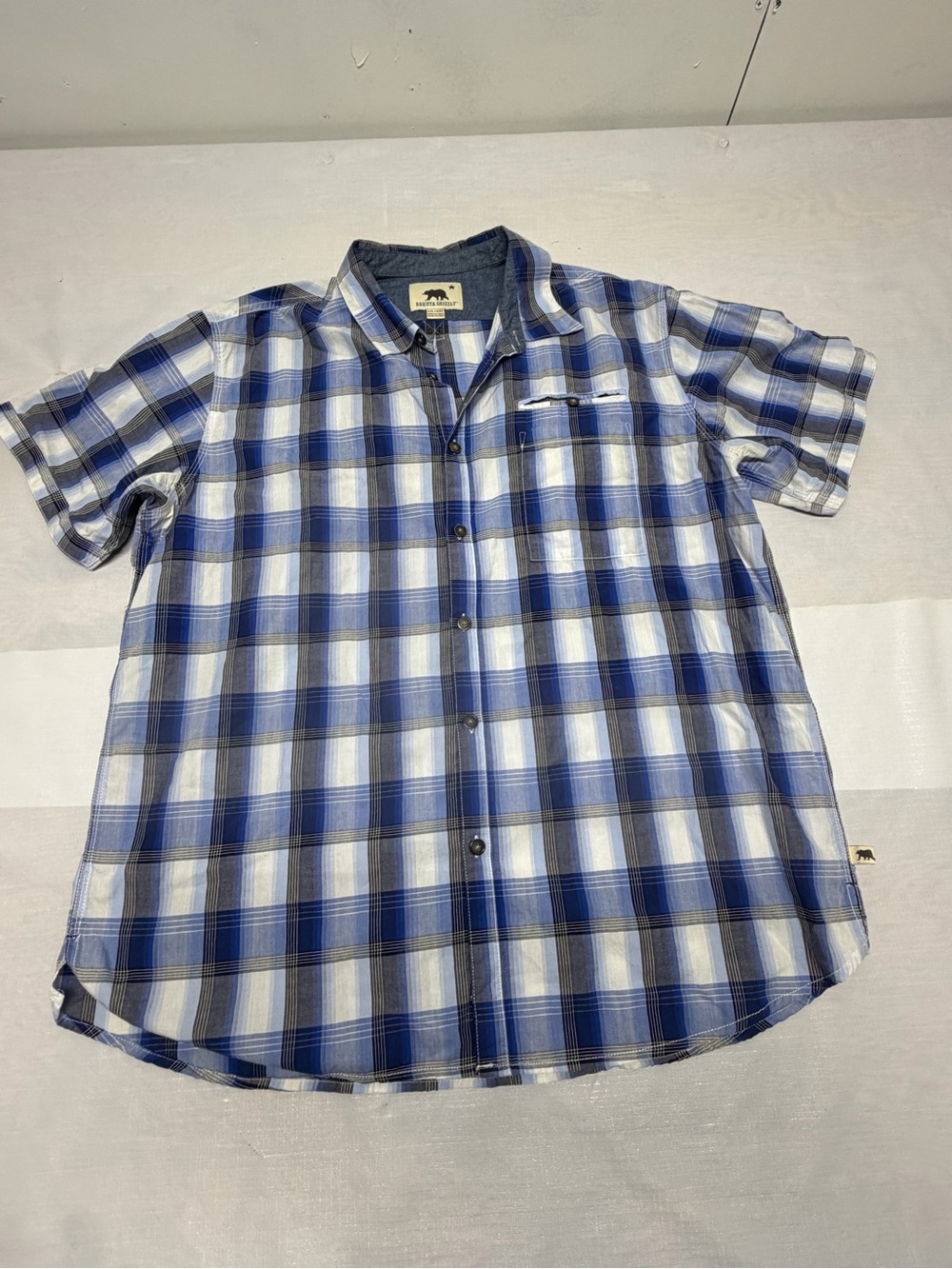 Dakota Grizzly  Blue Plaid Short-Sleeve Button-Down Shirt Sz:Xxl